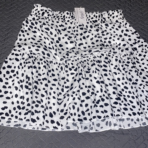 High Waist Ruffle Skirt Cow Black Dot Print XL cheetah - Picture 5 of 8